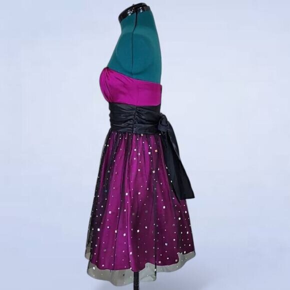 Blondie Nites by Linda Bernell Fuchsia‎ Short Party Dress with Mirror Sequins - Picture 2 of 7
